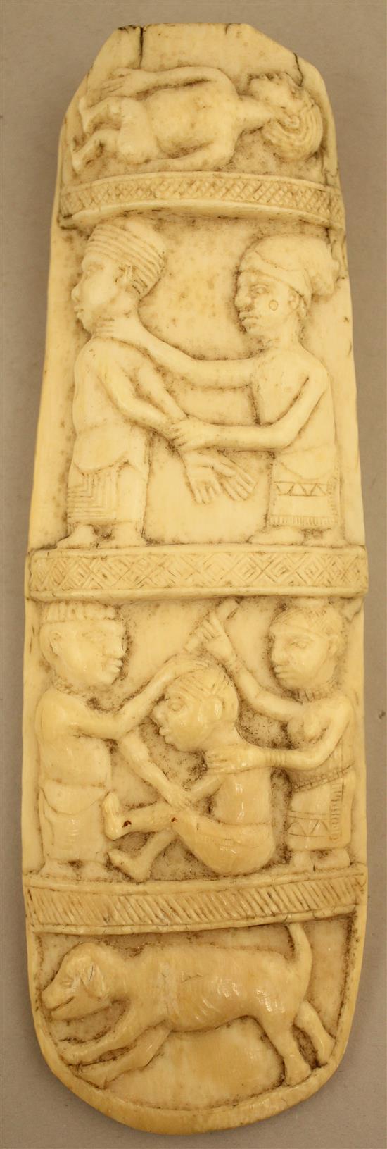 A 19th century west African ivory plaque, 8in.